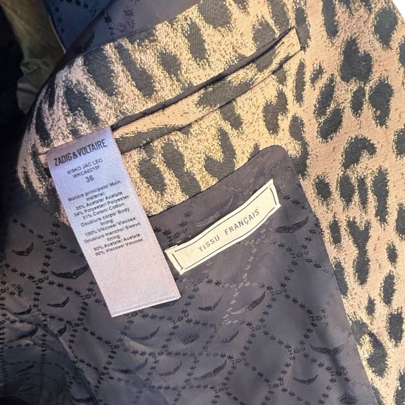 Zadig & Voltaire Leopard Print Blazer Size 36 women’s 10 - Picture 9 of 10